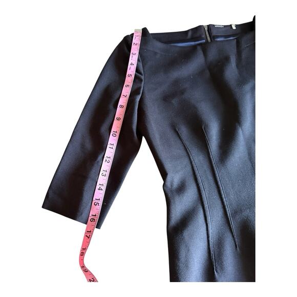 Elie Tahari Black Structured Sheath Dress 3/4 Sleeve Pencil Midi Classic Size 2 - Picture 7 of 13